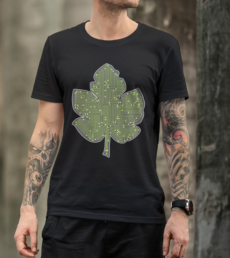 Environmental Electrical Circuit Leaf T-Shirt