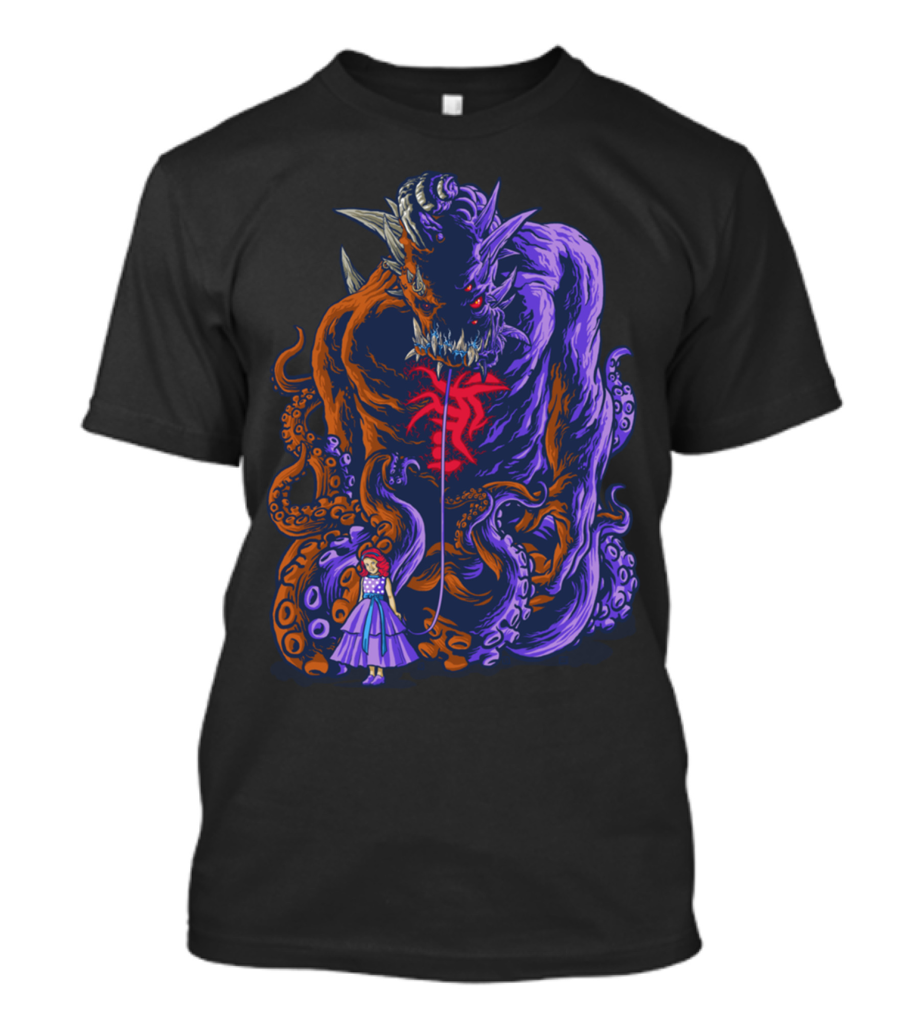 Demon With Tentacles And Little Girl Duo T-Shirt
