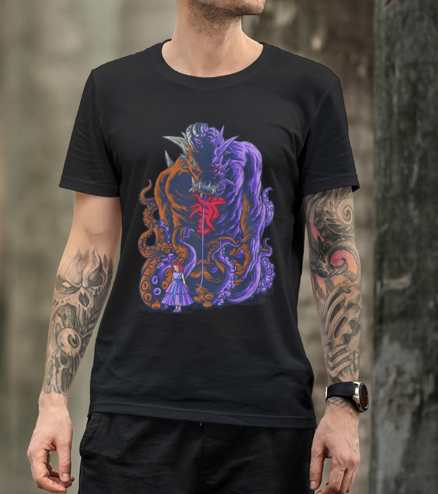 Demon With Tentacles And Little Girl Duo T-Shirt