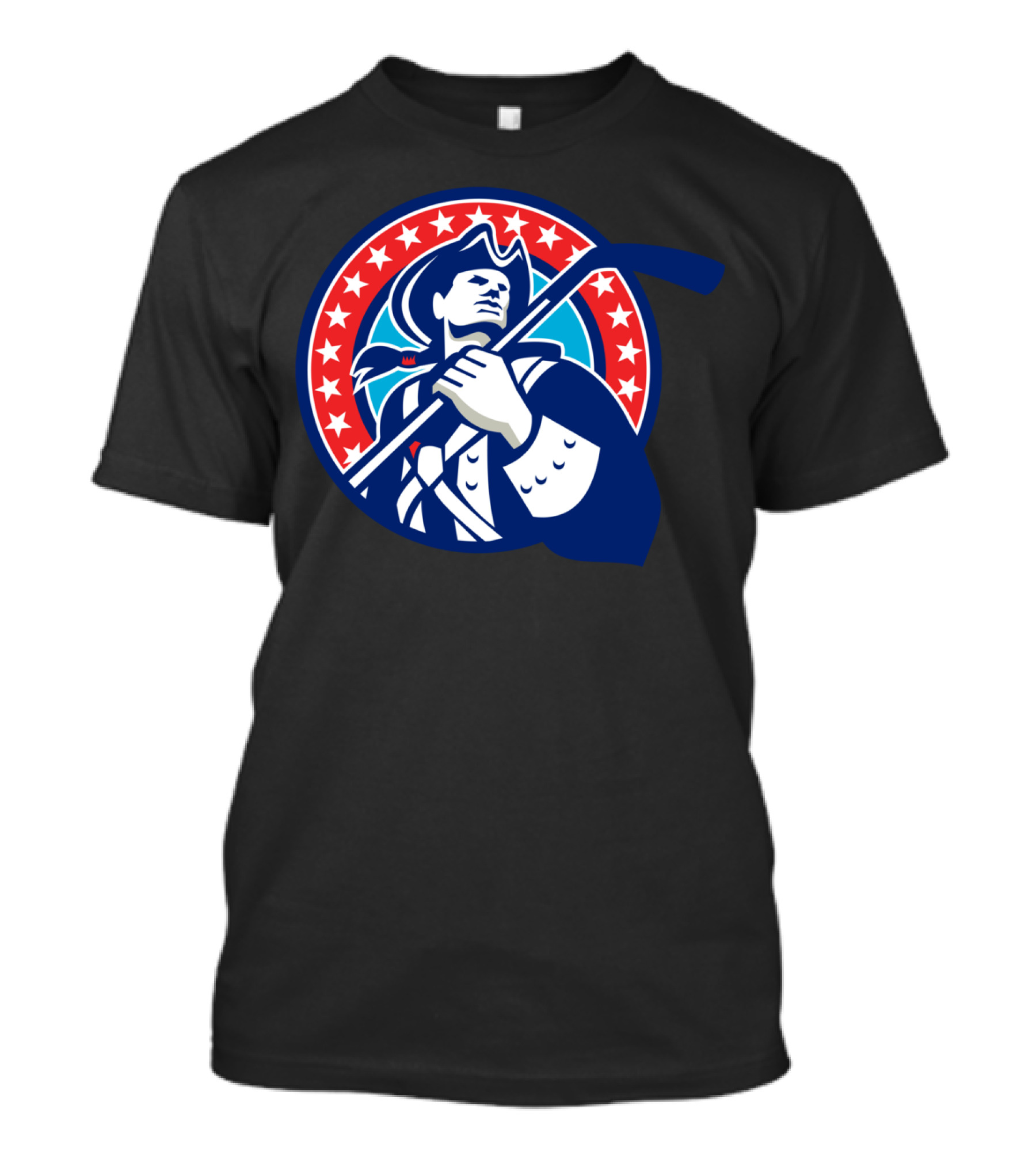 American Patriot Ice Hockey Stick Circle Stars T-Shirt