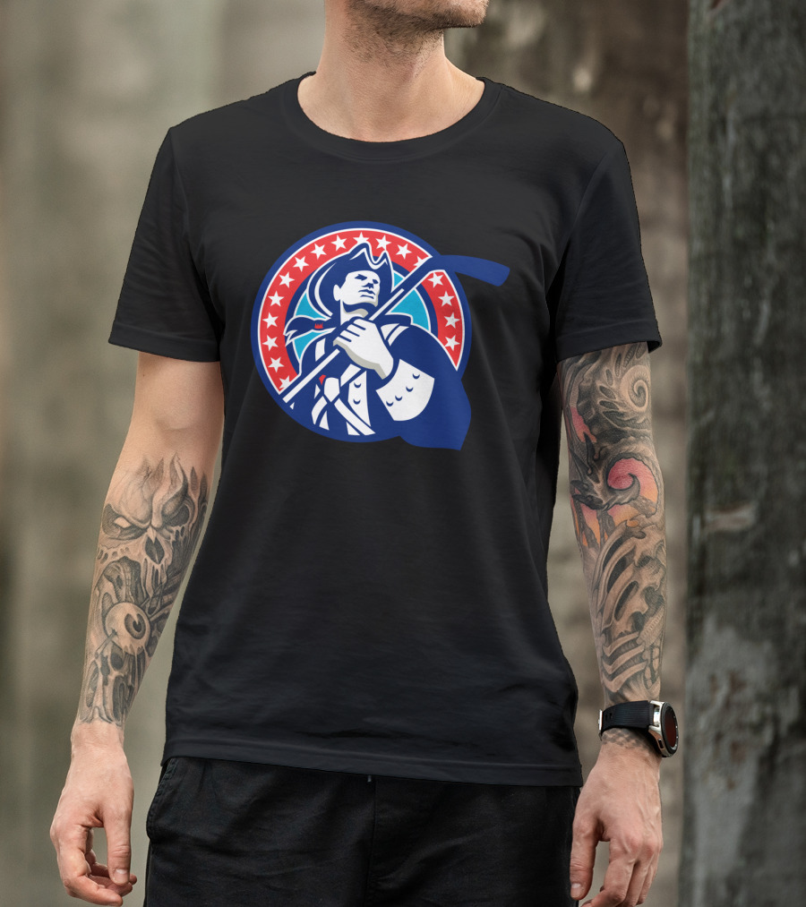 American Patriot Ice Hockey Stick Circle Stars T-Shirt
