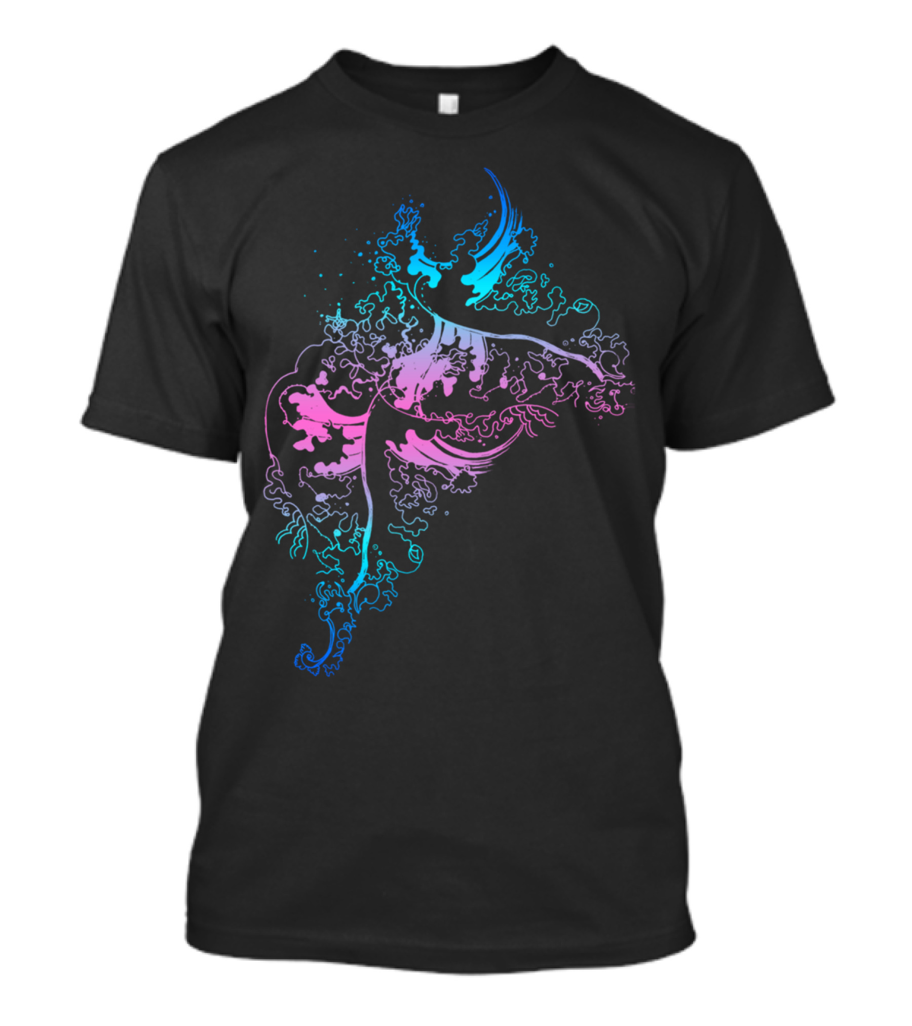 Undertow Oceanic Swirls In Vibrant Neon Hues T-Shirt