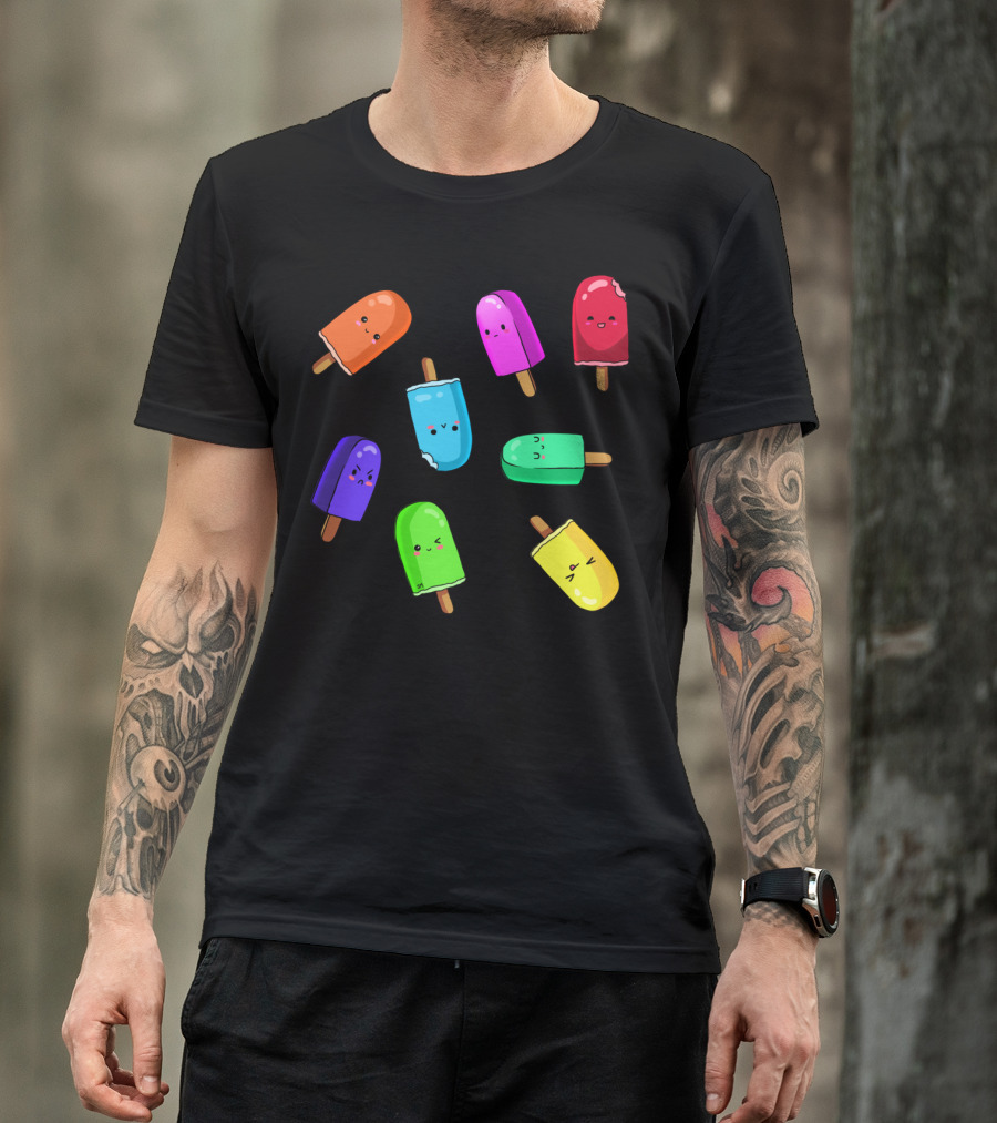Lollipop Cute Popsicle Characters Playful Faces T-Shirt