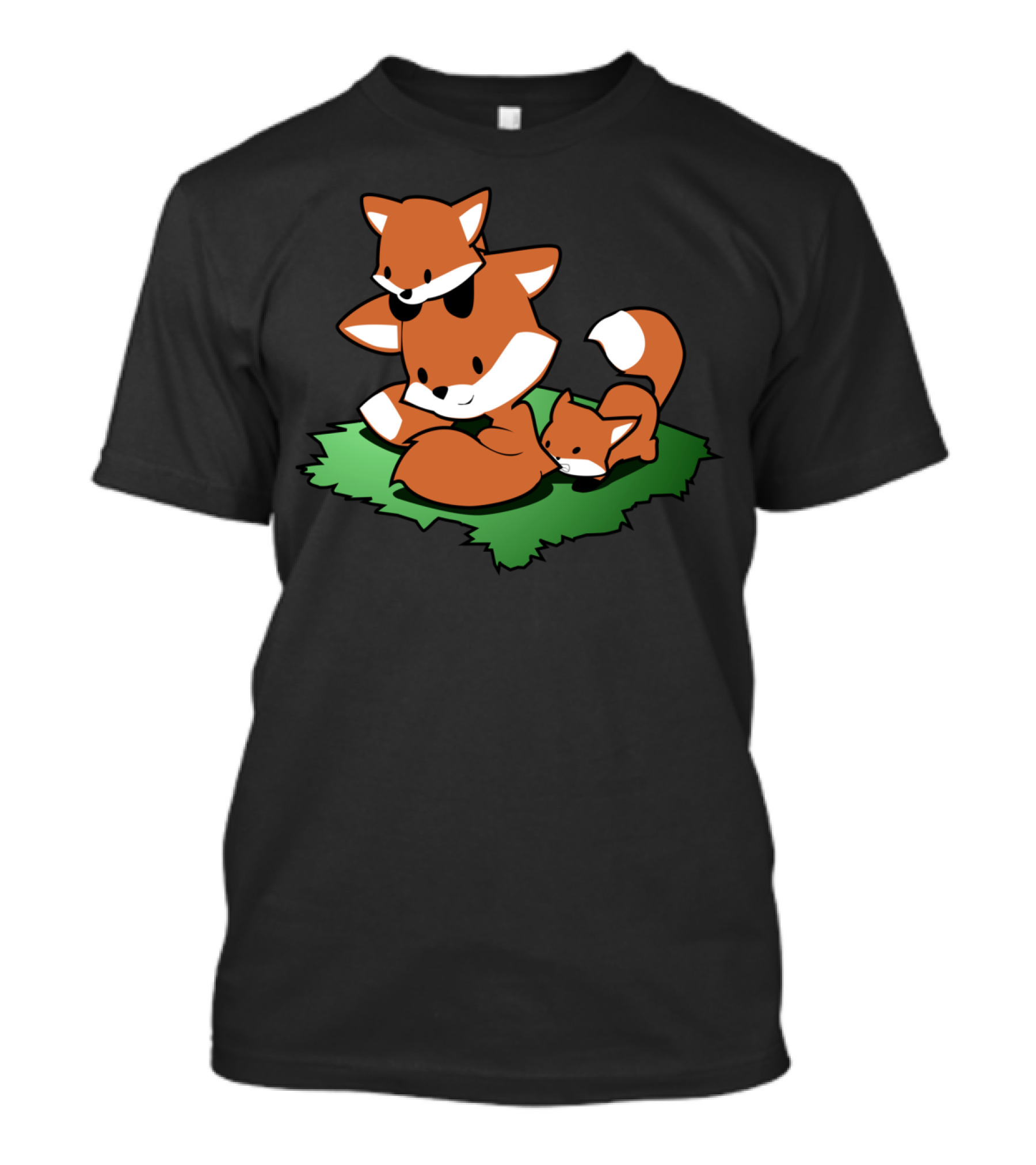 Chibi Foz Family Fox Trio On Grass T-Shirt