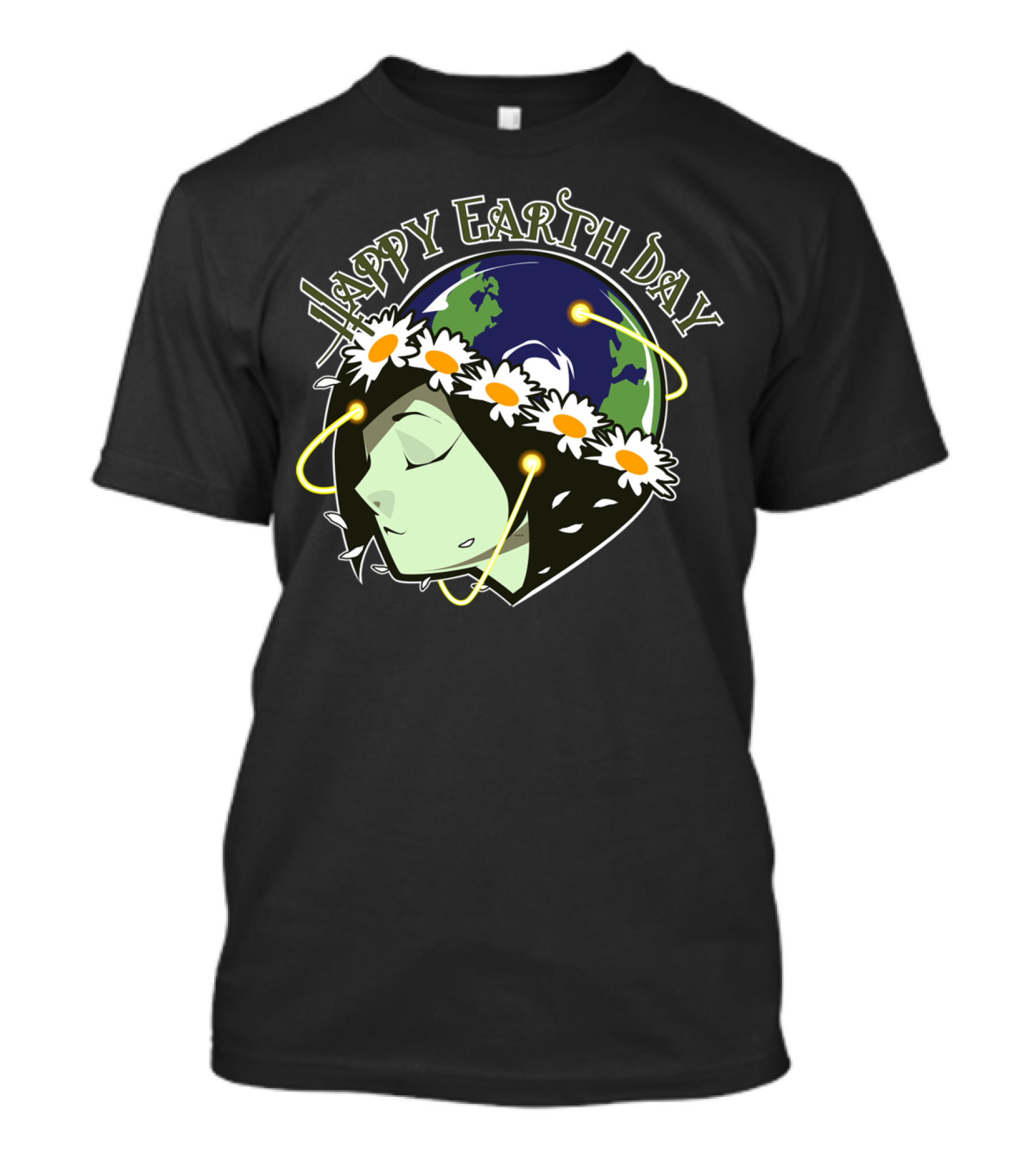 Happy Earth Day Earth And Flower Garland T-Shirt