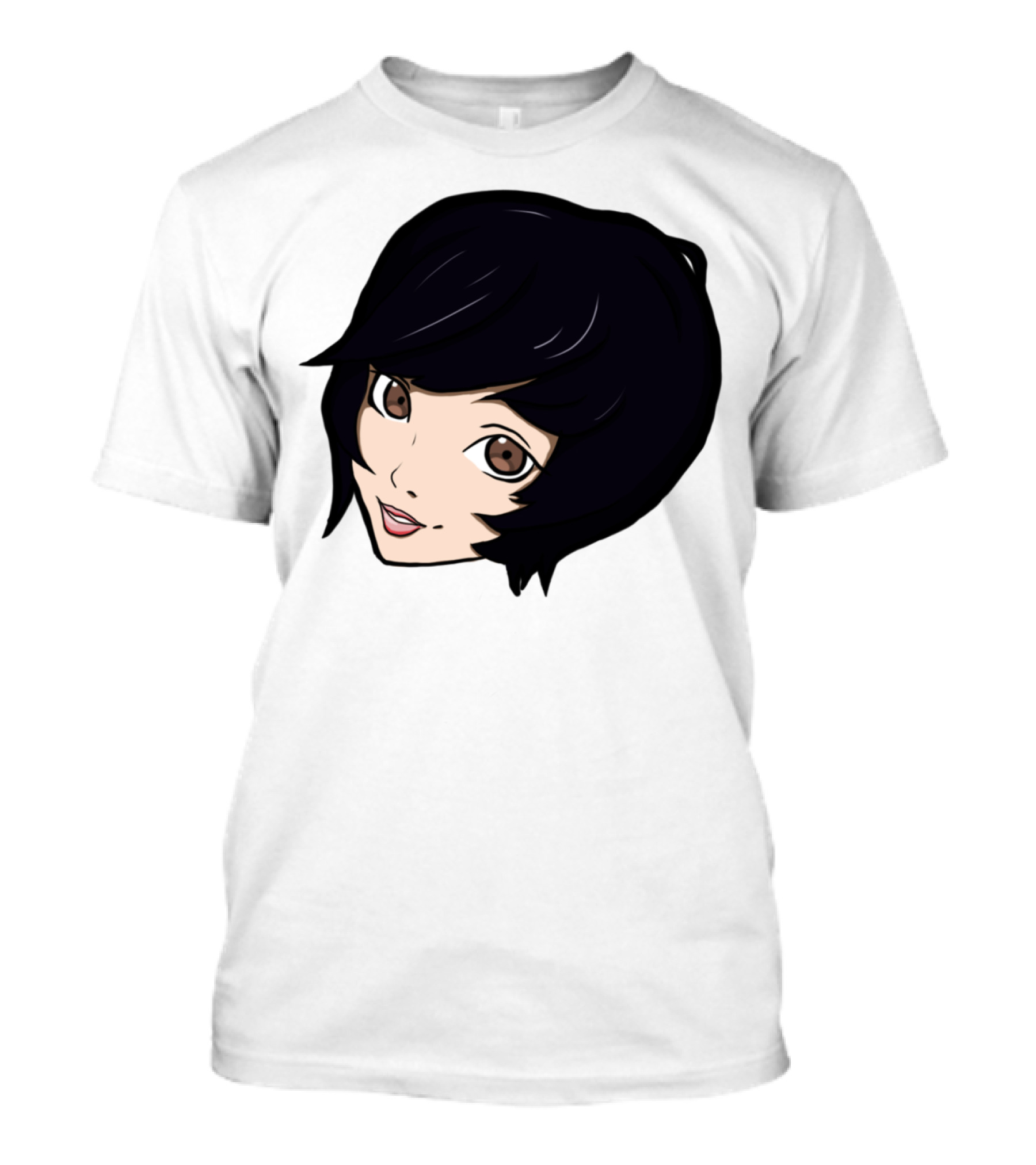 BlindGF Emote Sticker Anime Black Hair Character T-Shirt