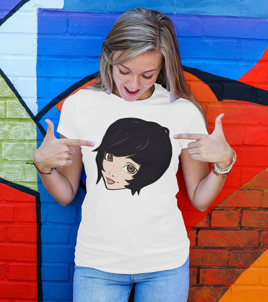 BlindGF Emote Sticker Anime Black Hair Character T-Shirt