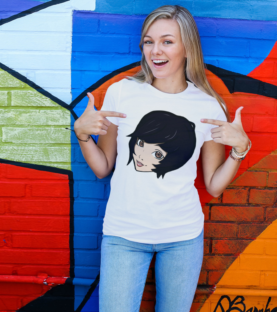 BlindGF Emote Sticker Anime Black Hair Character T-Shirt