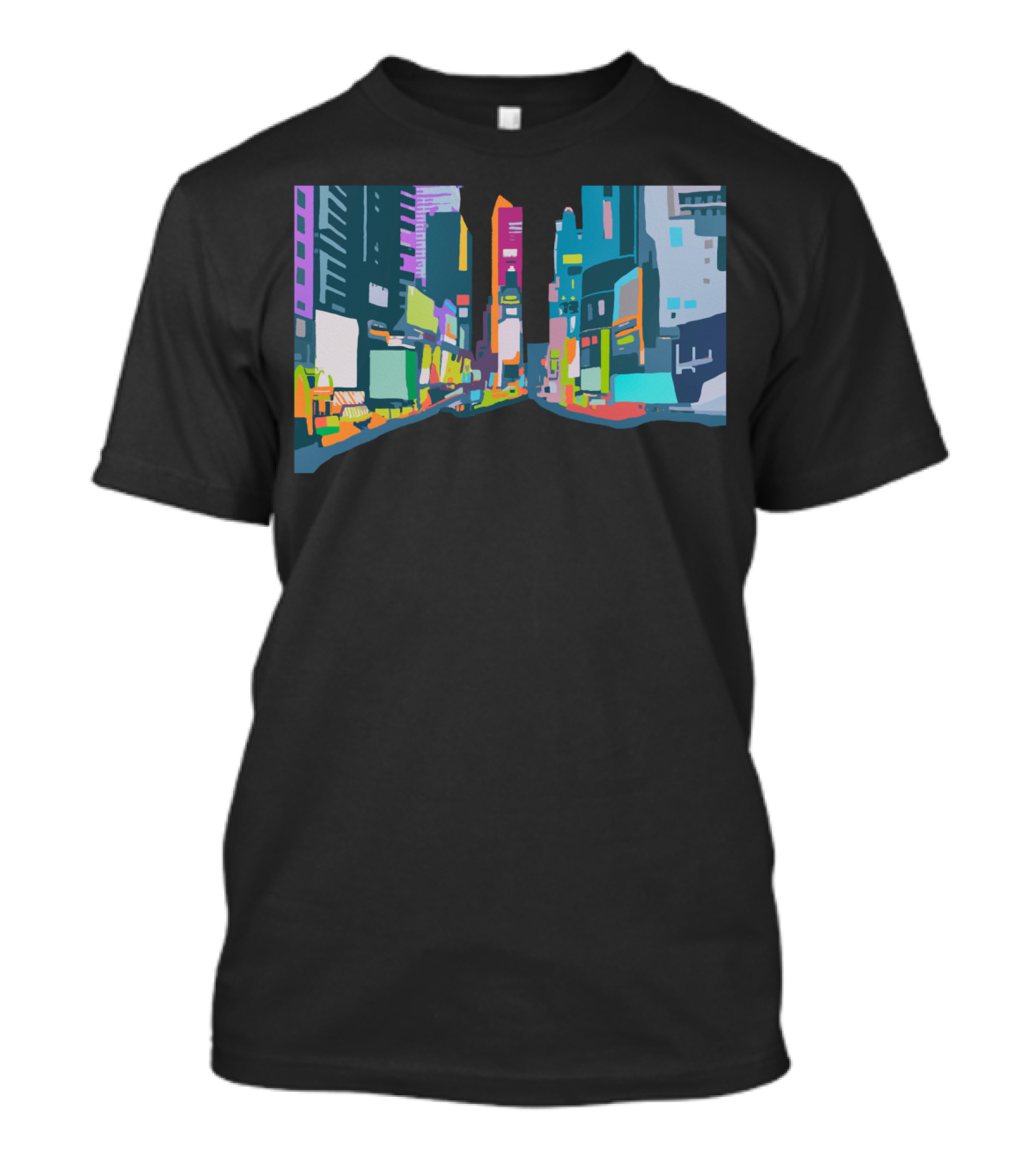 Times Square New York City Vibrant Neon Skyline Scene T-Shirt