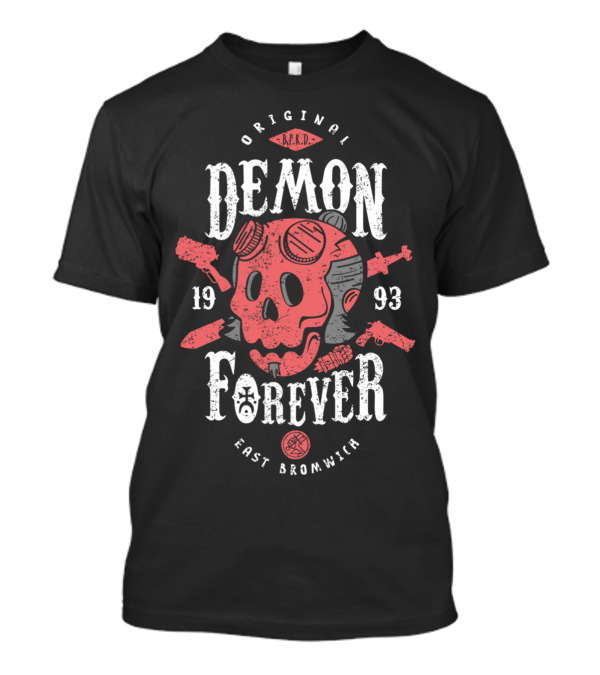 Original B.P.R.D. Demon Forever 1993 East Bromwich Skull T-Shirt