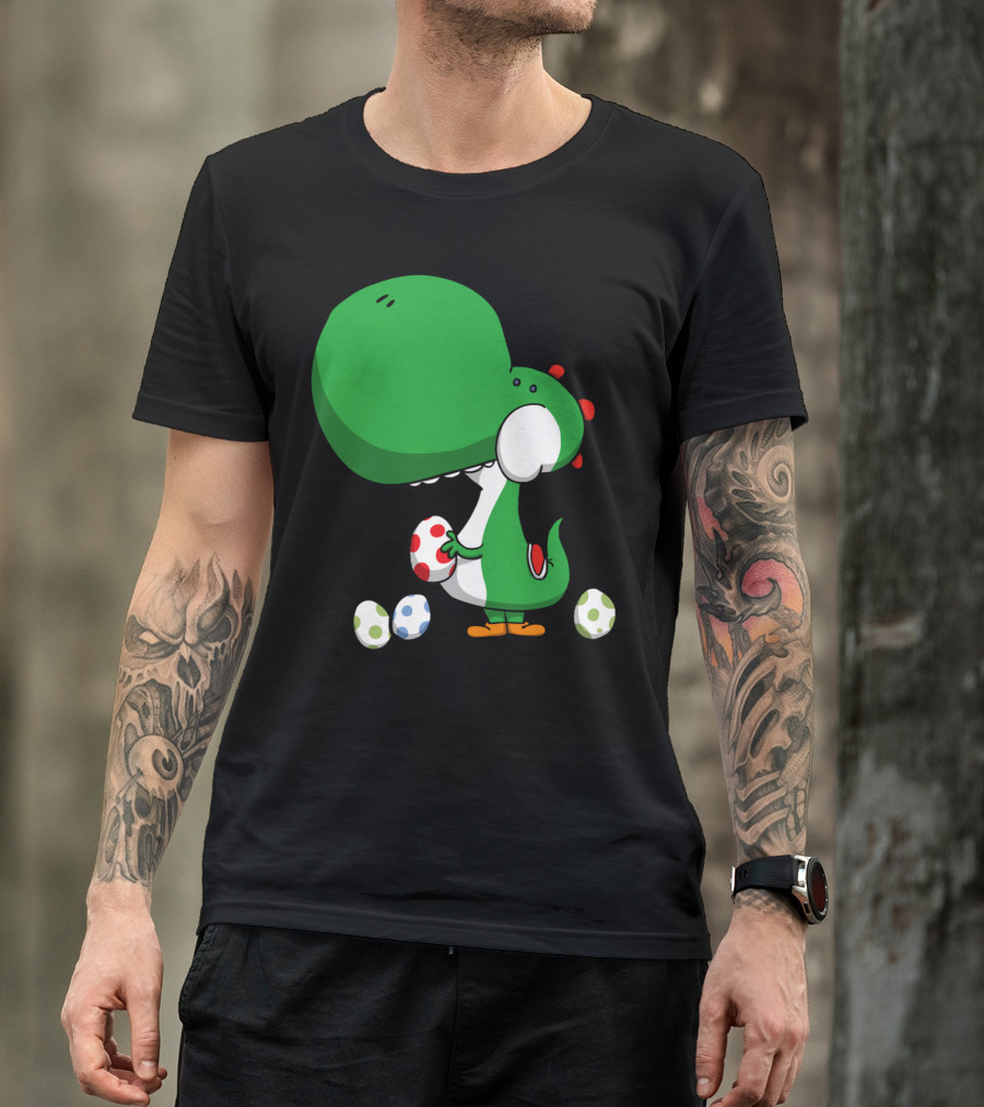 Egg Chucking Dinosaur Yoshi Style Retro Gaming T-Shirt