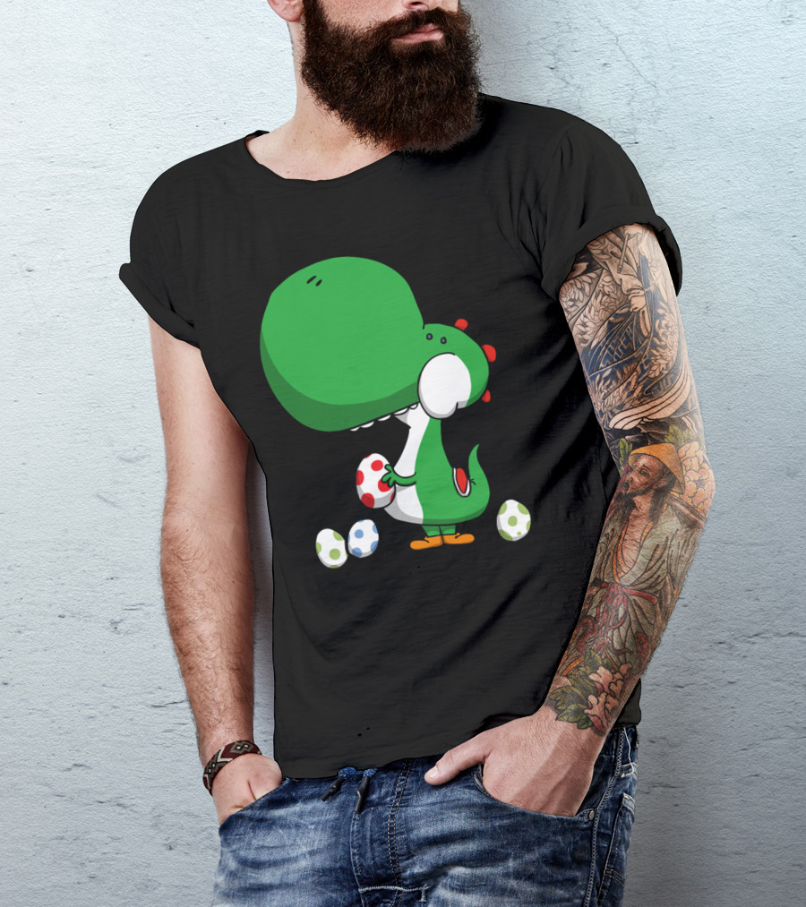 Egg Chucking Dinosaur Yoshi Style Retro Gaming T-Shirt