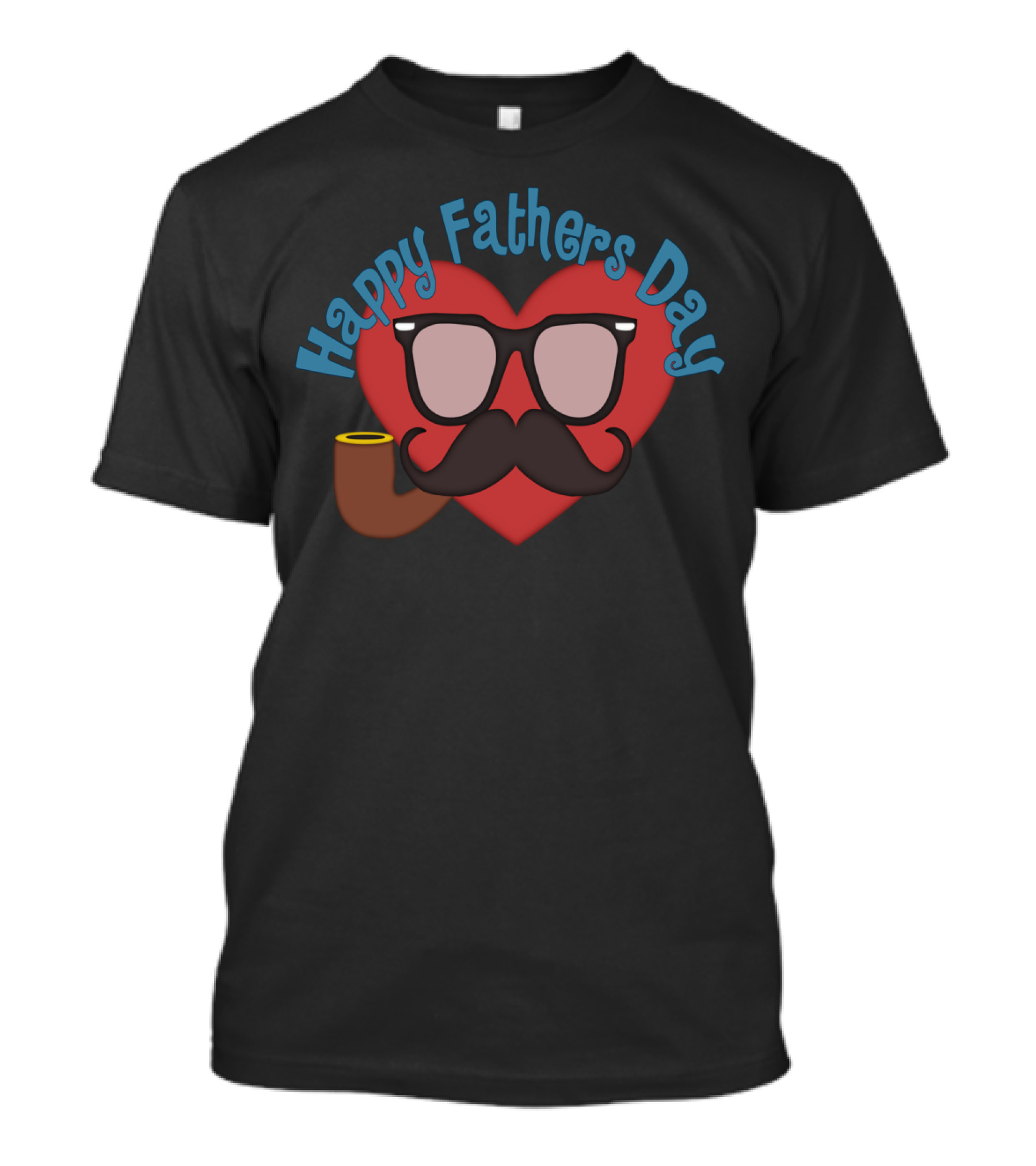 Happy Fathers Day Mustache Heart And Pipe T-Shirt