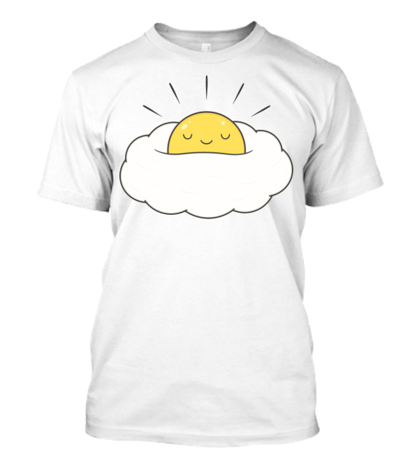 Egg Cloud Yolk Face Smiling On Fluffy White Background T-Shirt