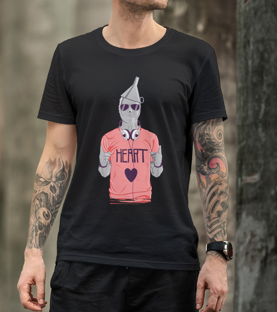Tin Man Heart Wearing Headphones T-Shirt