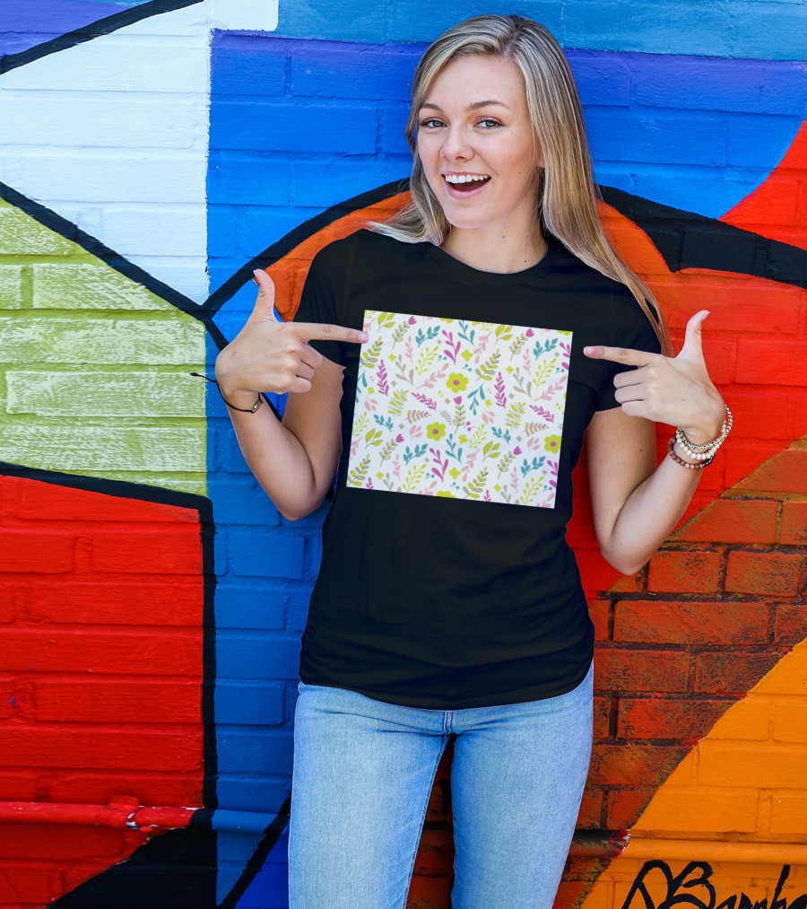 Happy Colorful Floral Pattern Everywhere T-Shirt