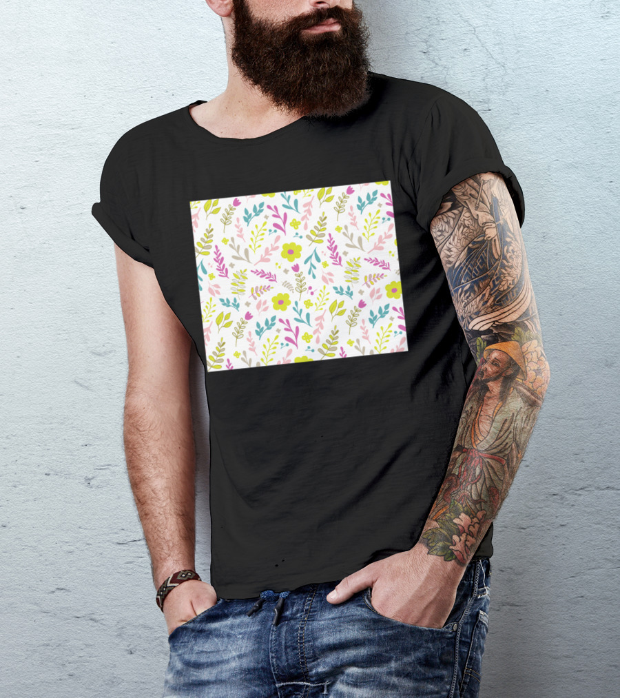 Happy Colorful Floral Pattern Everywhere T-Shirt