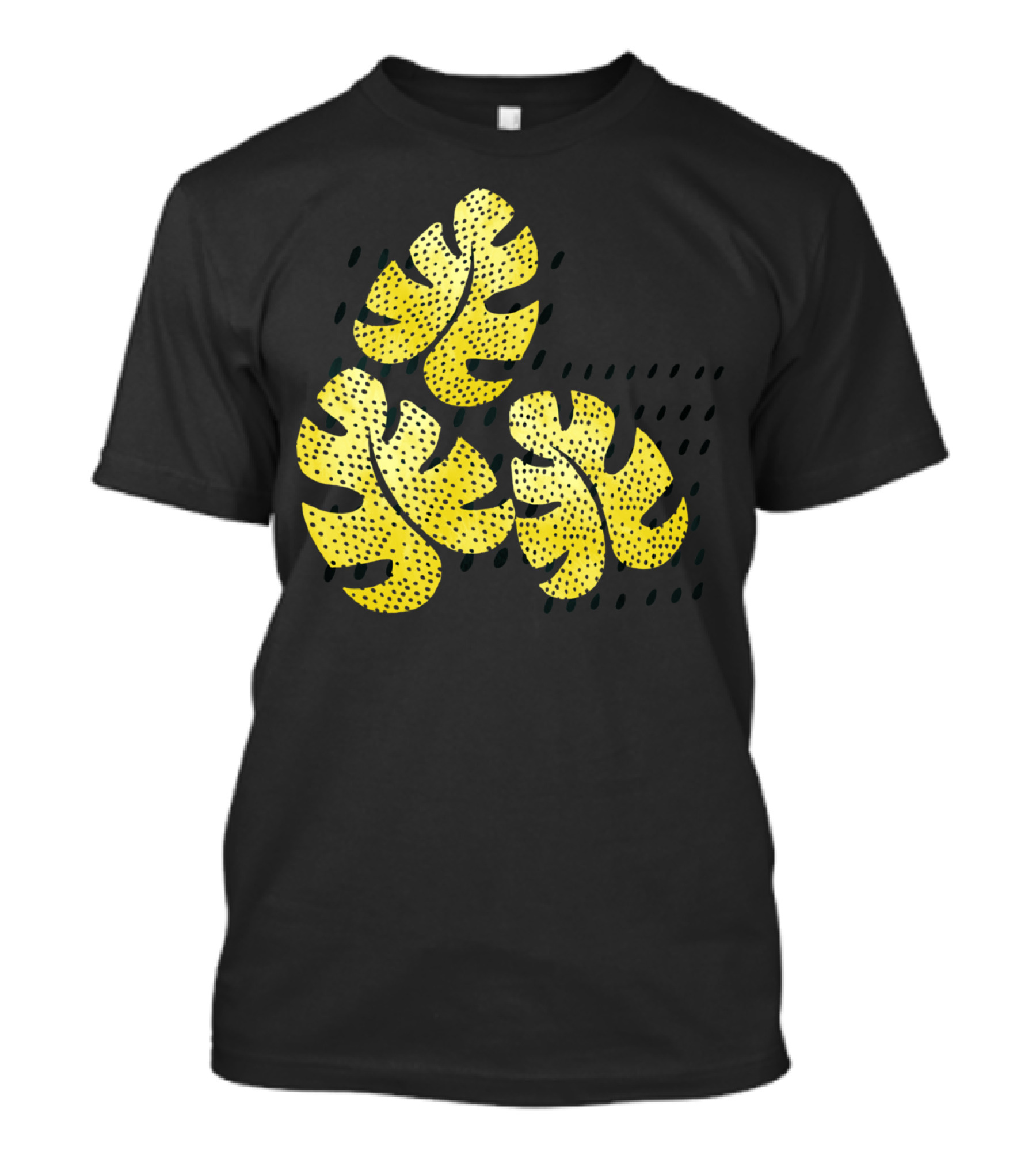 Deliciosa Lemonade Monstera Leaves Retro Yellow Dots T-Shirt