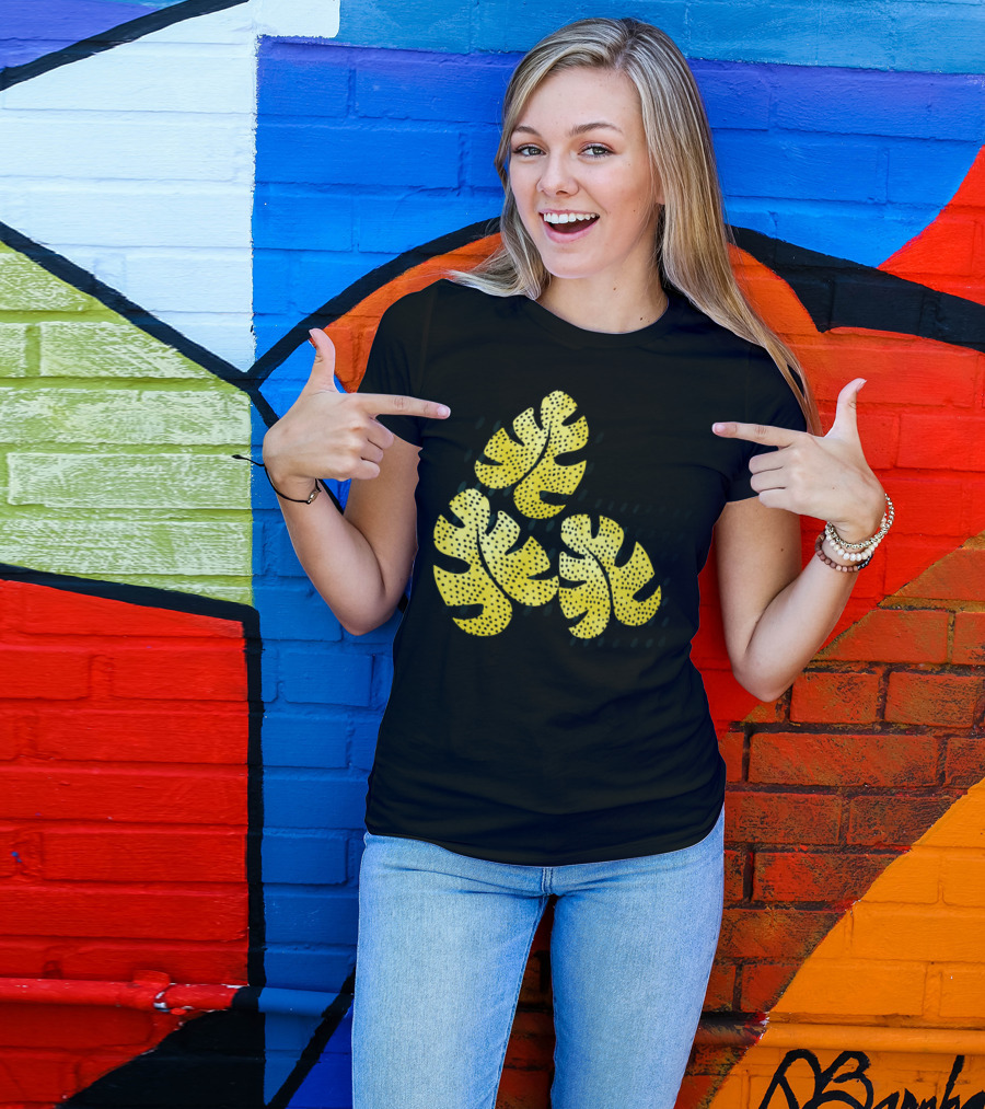Deliciosa Lemonade Monstera Leaves Retro Yellow Dots T-Shirt