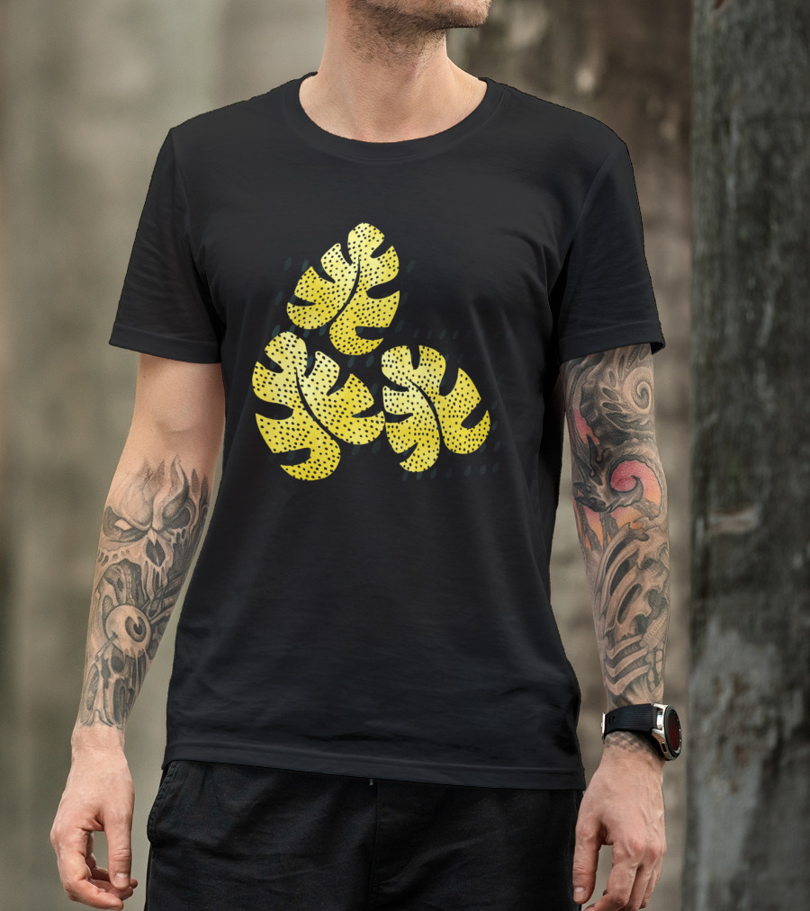 Deliciosa Lemonade Monstera Leaves Retro Yellow Dots T-Shirt