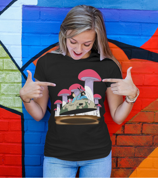 Tintin Joins Capsule Corp Adventure With Giant Pink Mushrooms And The Rabbit Mob T-Shirt