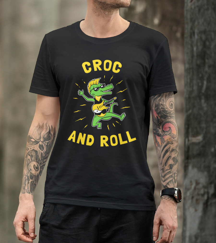 Croc And Roll Rocking Guitar Crocodile T-Shirt