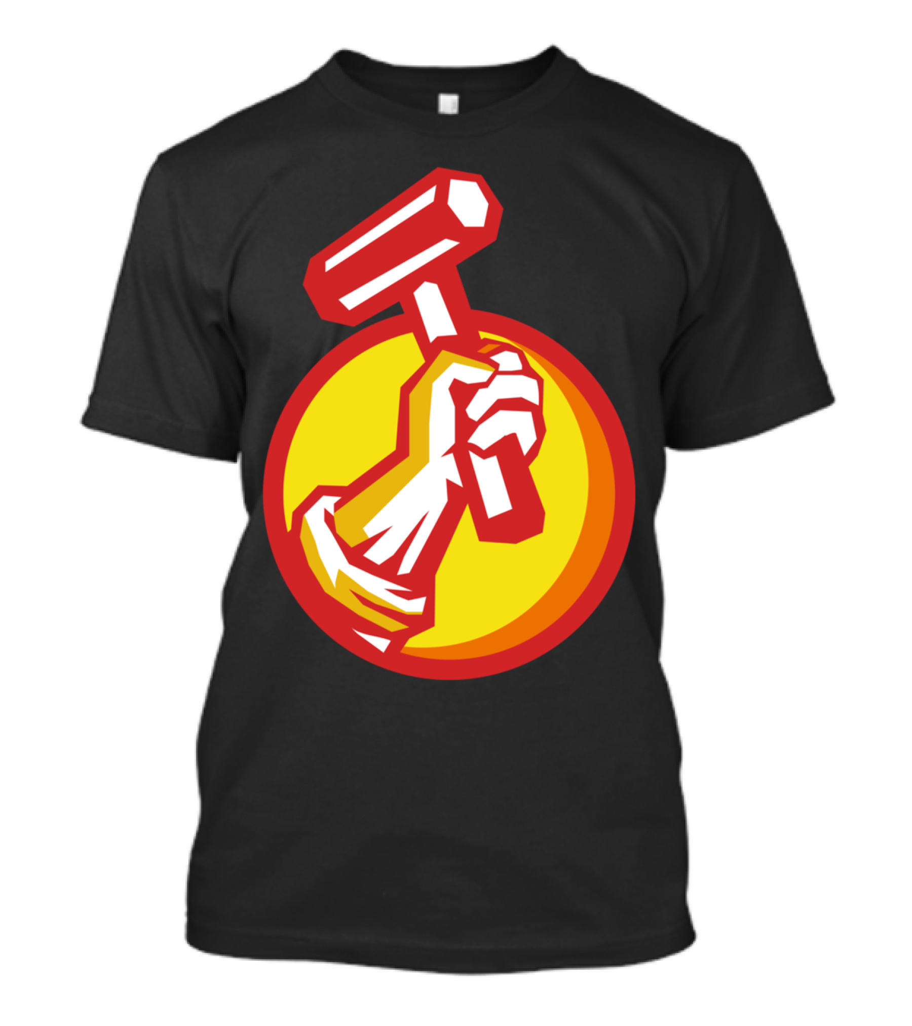 Union Worker Hammer Hand Yellow Circle T-Shirt