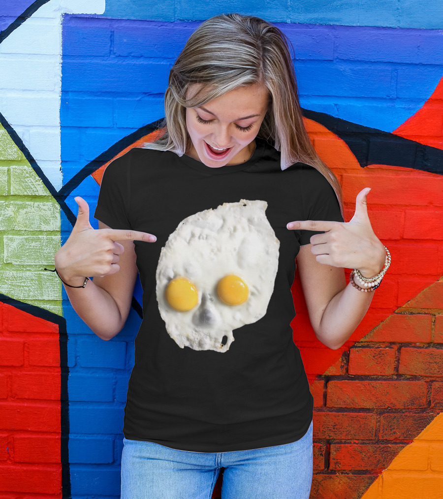 Egg Skull Fried Egg Face With Dual Yolk Eyes T-Shirt