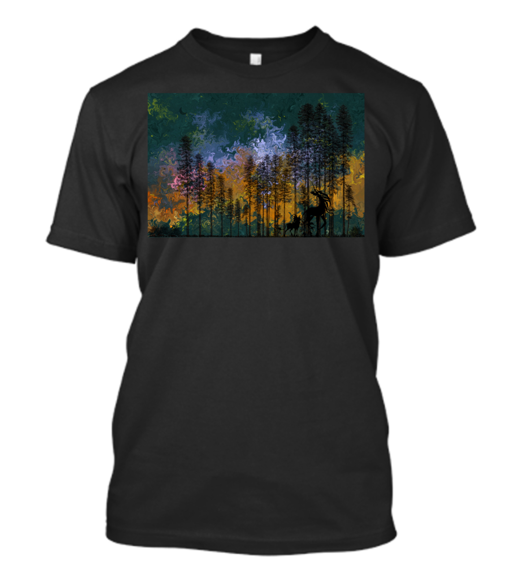 Long Walk Home N Majestic Forest Unicorn Horse Twilight Adventure T-Shirt