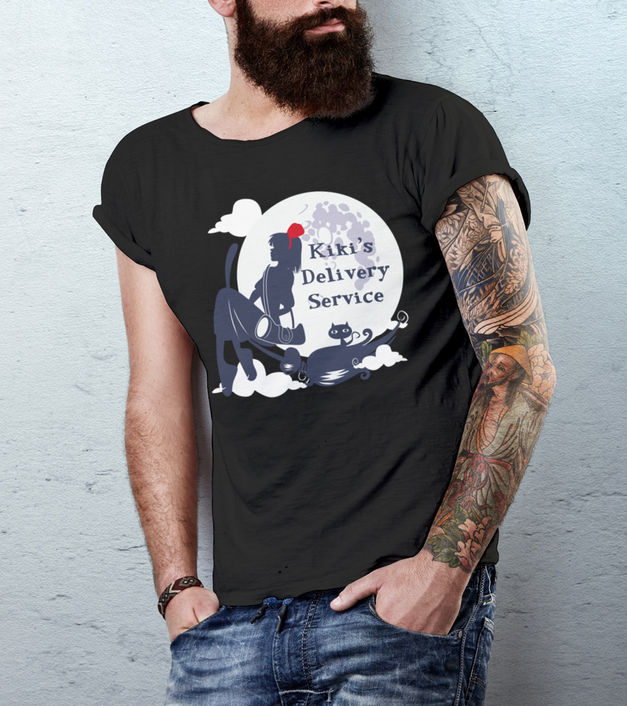 Kiki's Delivery Service Moonlit Adventure With Cat T-Shirt