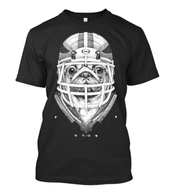American Pug Football Helmet Player T-Shirt
