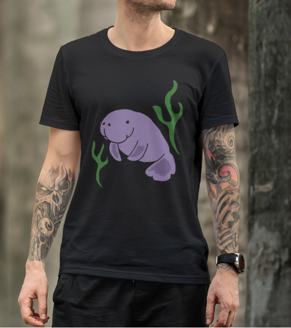 Hilarious Hugh Manatee With Seaweed Accents T-Shirt