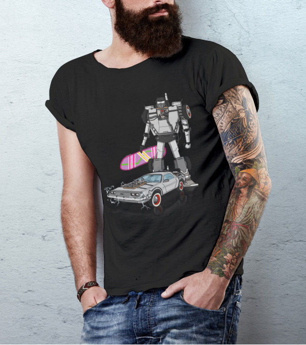Delorean Back To The Future Hoverboard Transformer Crossover T-Shirt