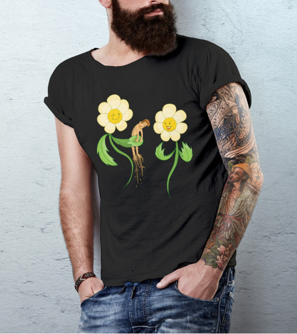 Luv Flower Boy With Laughing Daisy Faces T-Shirt