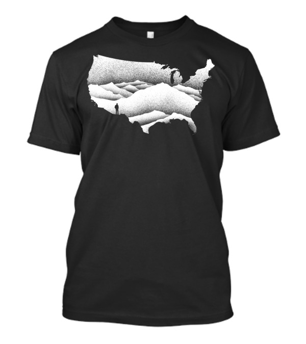 Natural Wonder USA Mountains Landscape Silhouette Map T-Shirt
