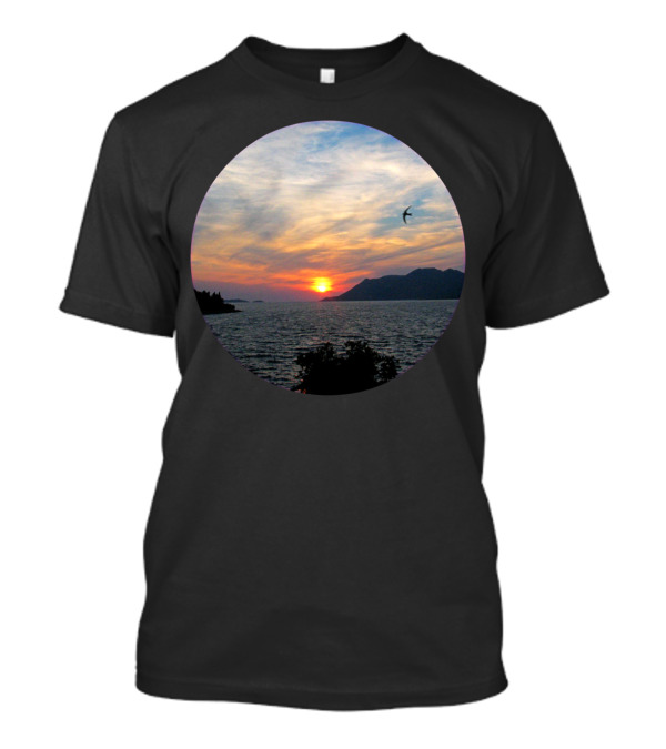 Nature Sunset Ocean Horizon Bird T-Shirt