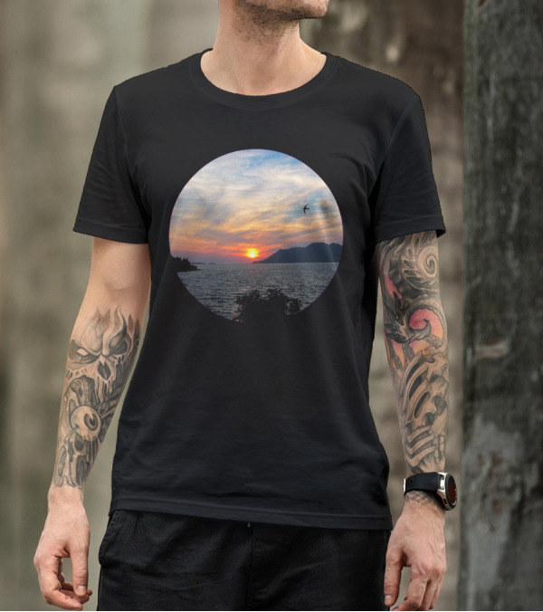 Nature Sunset Ocean Horizon Bird T-Shirt