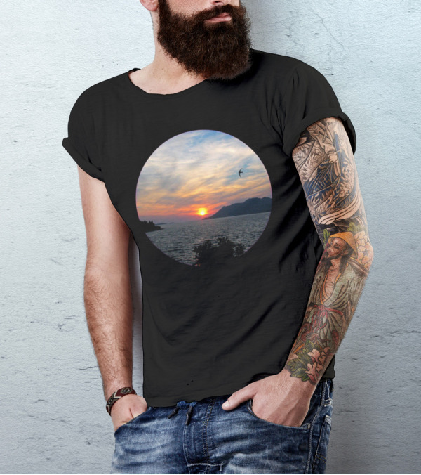 Nature Sunset Ocean Horizon Bird T-Shirt