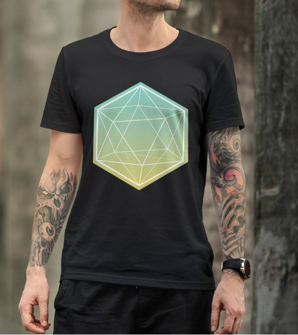 Geo Diamond Lone Hexagonal Gradient Geometry T-Shirt