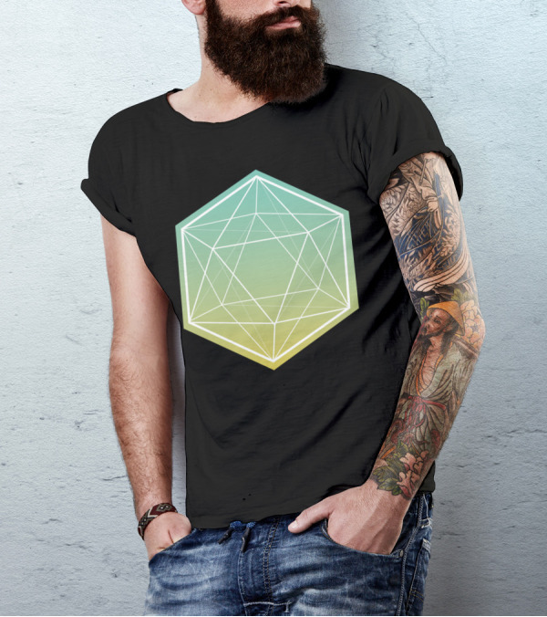 Geo Diamond Lone Hexagonal Gradient Geometry T-Shirt