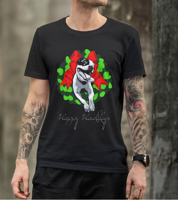 Happy Howlidays Wreath With Dog T-Shirt