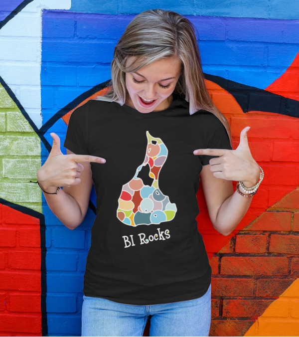 Block Island Rocks BI Colorful Map T-Shirt