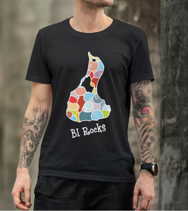 Block Island Rocks BI Colorful Map T-Shirt