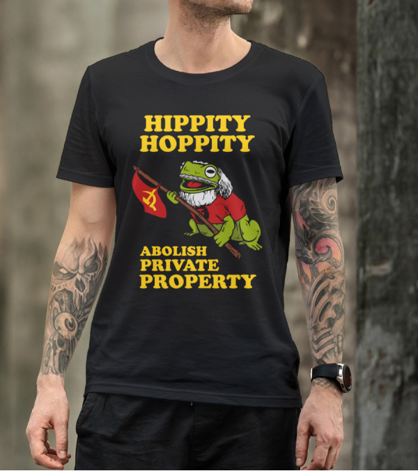 Hippity Hoppity Abolish Private Property Frog With Communist Flag T-Shirt