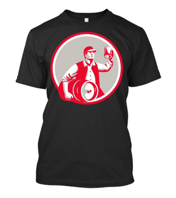 American Worker Beer Toast With Keg In Circle T-Shirt