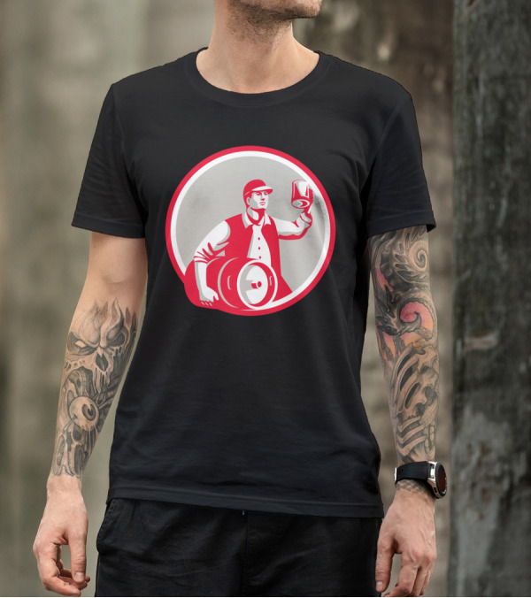 American Worker Beer Toast With Keg In Circle T-Shirt