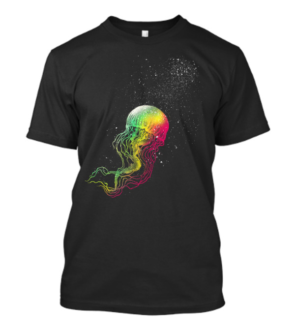 Rainbow Jellyfish In Splattered Cosmic Spectrum T-Shirt