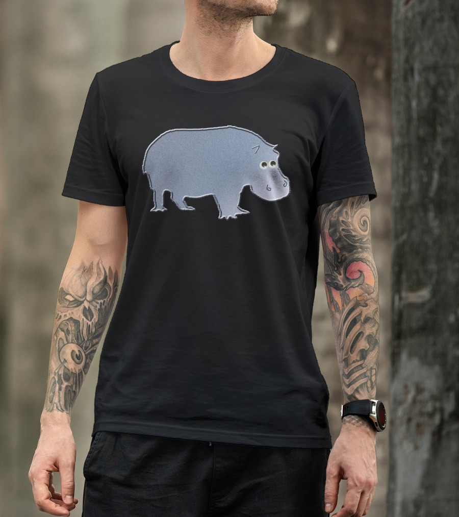 Hippo Sticke Cute Hippo Cartoon With Googly Eyes T-Shirt