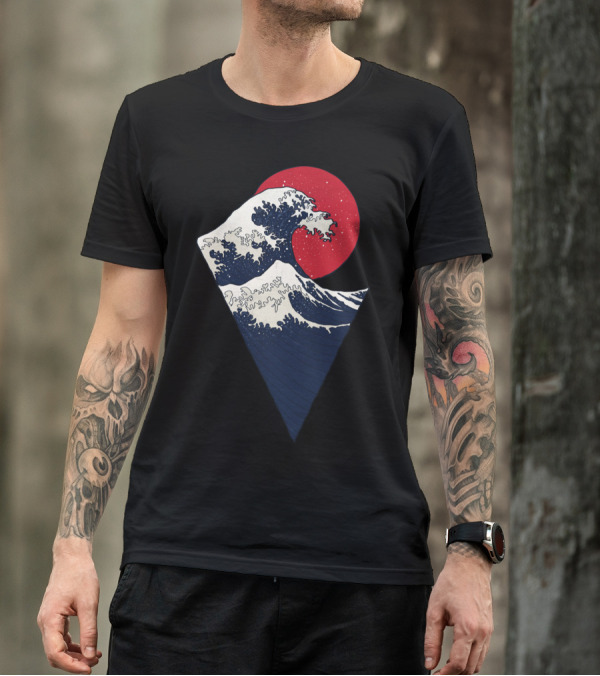 Blodmoon Wave Great Wave Red Moon Fusion T-Shirt