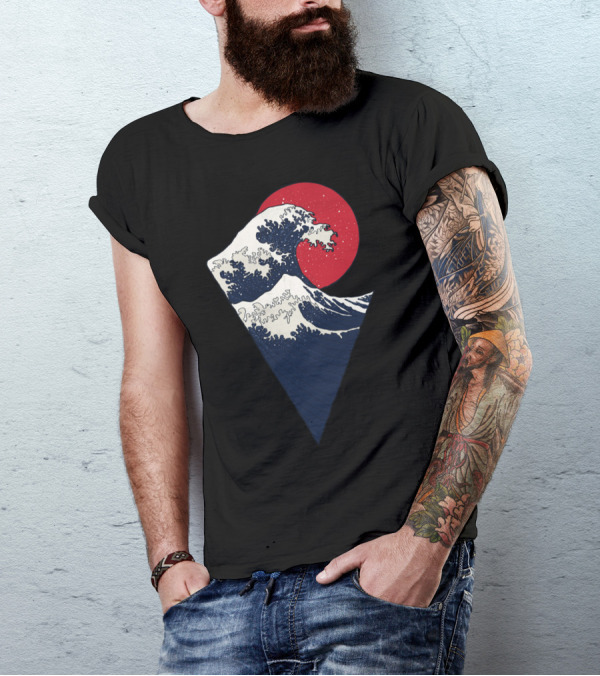 Blodmoon Wave Great Wave Red Moon Fusion T-Shirt